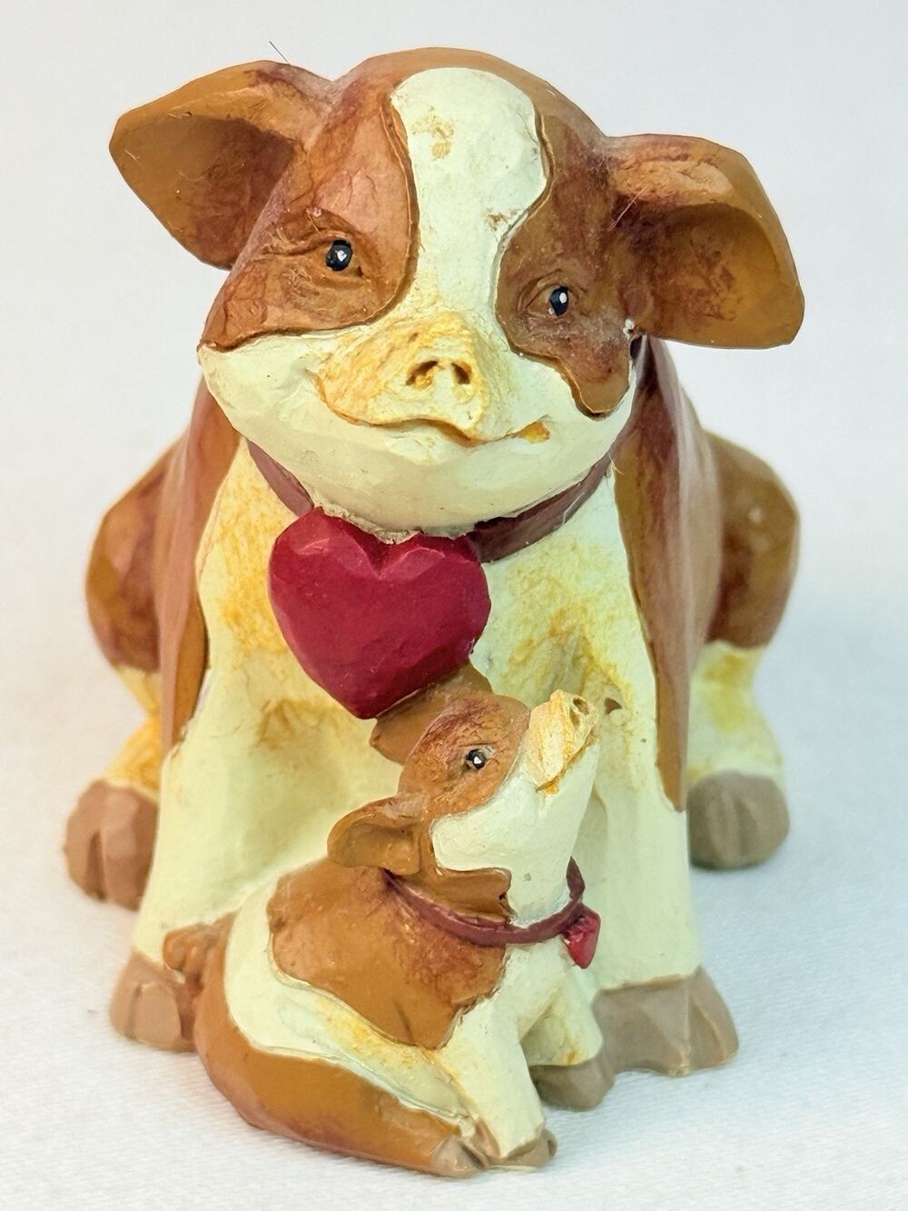 Blossom Bucket Betty Paddon 12’ Pig & Piglet Folk Art Figurine